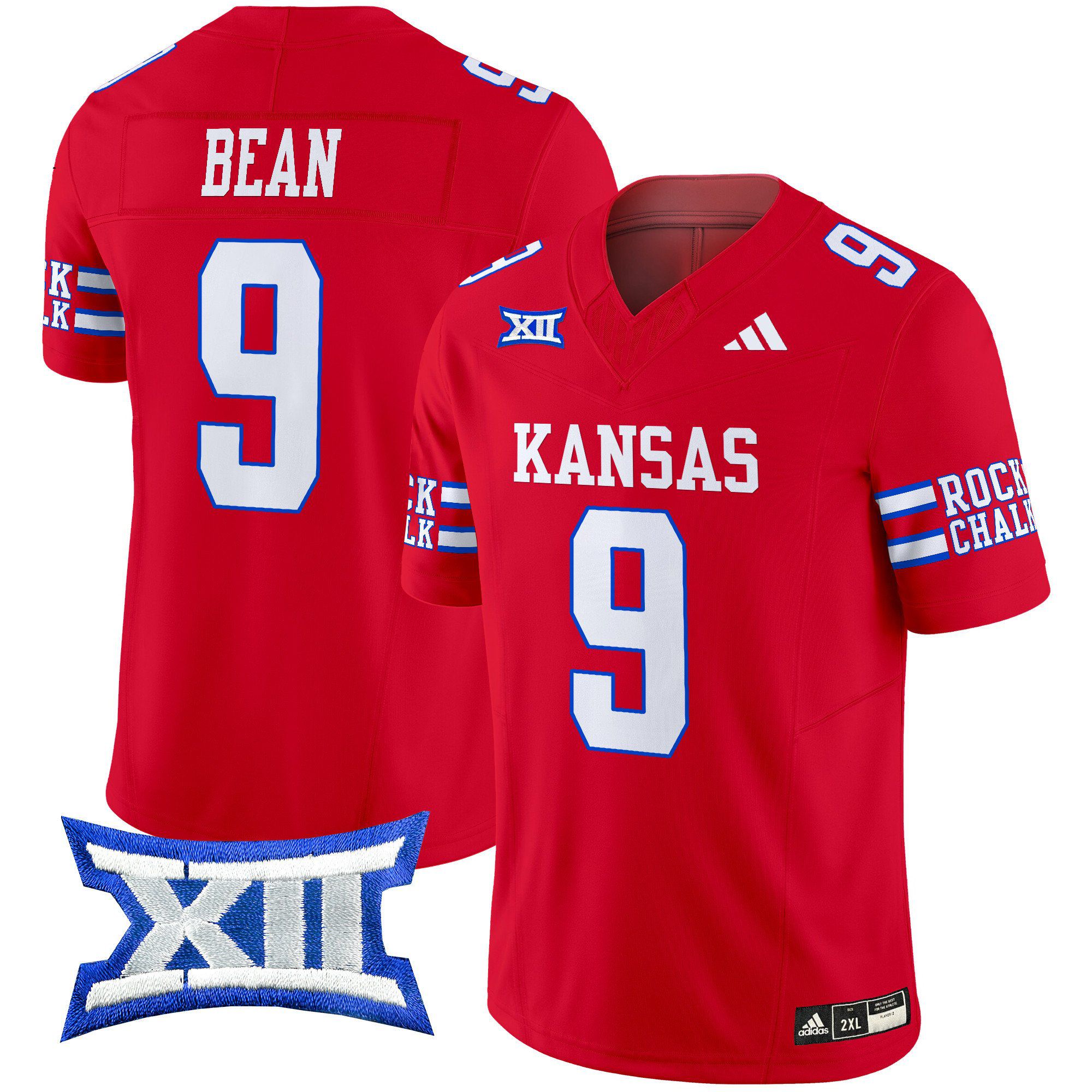 Men Kansas Jayhawks #9 Bean Red 2024 Vapor Limited NCAA Jersey->customized nfl jersey->Custom Jersey